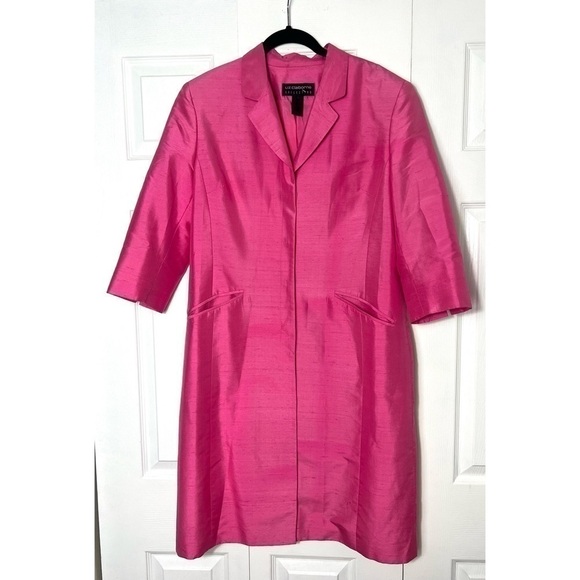 Liz Clairborne Collection Bright Pink 100% Silk 3/4 Sleeve Light Jacket Size 12 - Picture 7 of 8